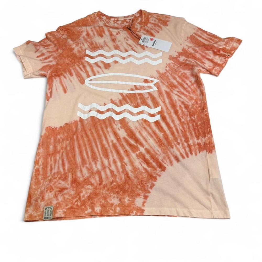 NWT Sinsay Surf Surfboard Shirt Mens L Orange Tie-Dye Surfing Beach Swell Summer